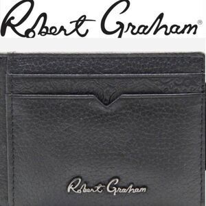 Robert Graham Arvo Leather Textured Card Case- Black